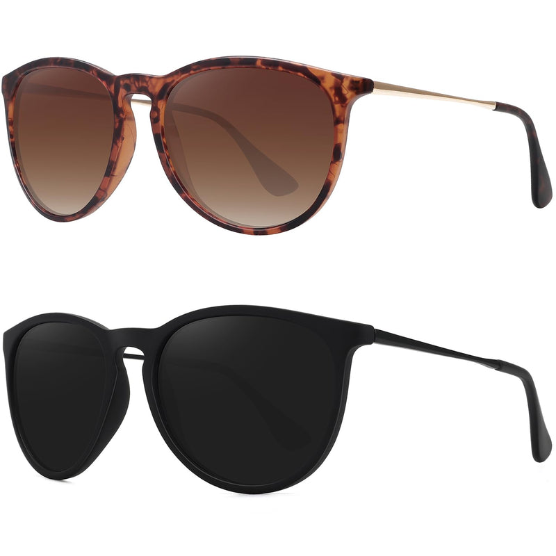 WOWSUN Polarized Sunglasses for Women Vintage Retro Round Mirrored Lenses
