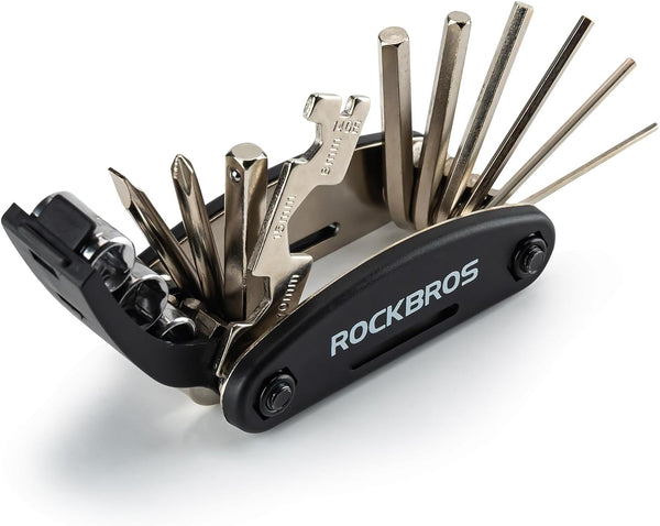 ROCKBROS Bicycle Multifunctional Tool 16 in 1 Foldable Repair Tool Set Repair Kit Black