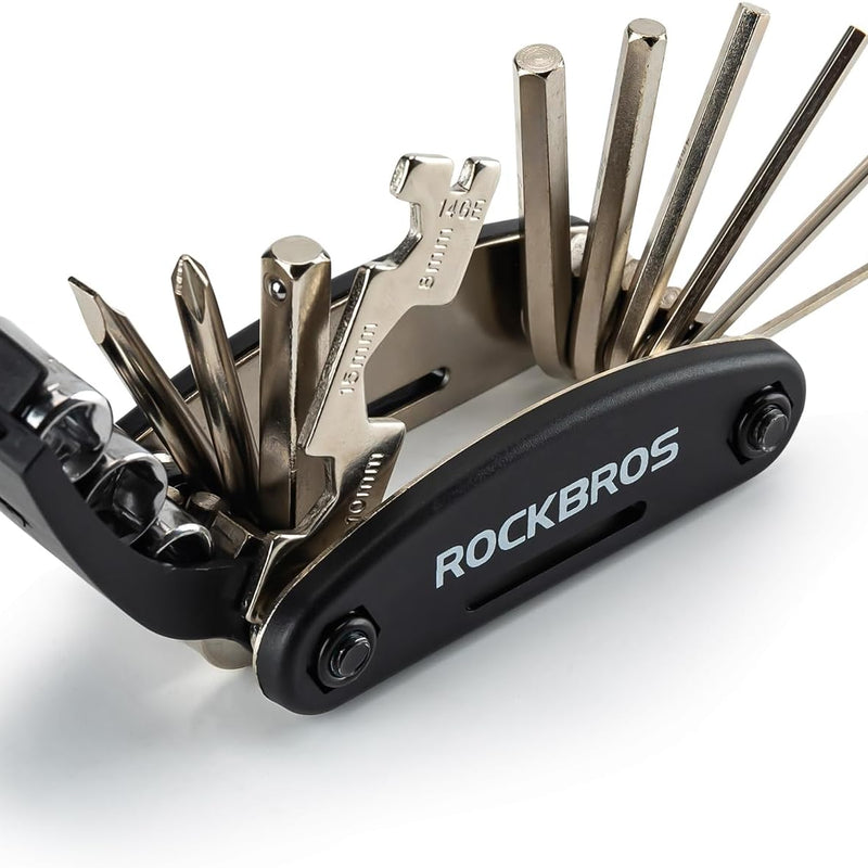 ROCKBROS Bicycle Multifunctional Tool 16 in 1 Foldable Repair Tool Set Repair Kit Black