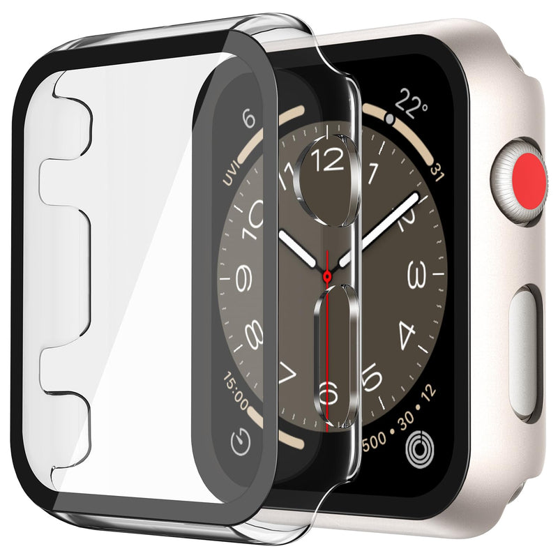Misxi Pack of 2 Hard PC Protective Cases with Tempered Screen Protector for Apple Watch Series 10 (2024) 46 mm, Ultra Thin Anti-fall Scratch-Resistant Cover Protection for iWatch Matte Black