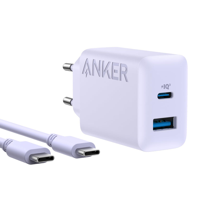Anker 20 W USB C Charger, iPad Power Supply, USB Fast Charging Power Supply, iPad Charger, Compatible with iPhone 16/15/iPhone 15 Plus/iPhone 15 Pro/iPhone 15 Pro Max/iPad and More (with 150 cm USB-C
