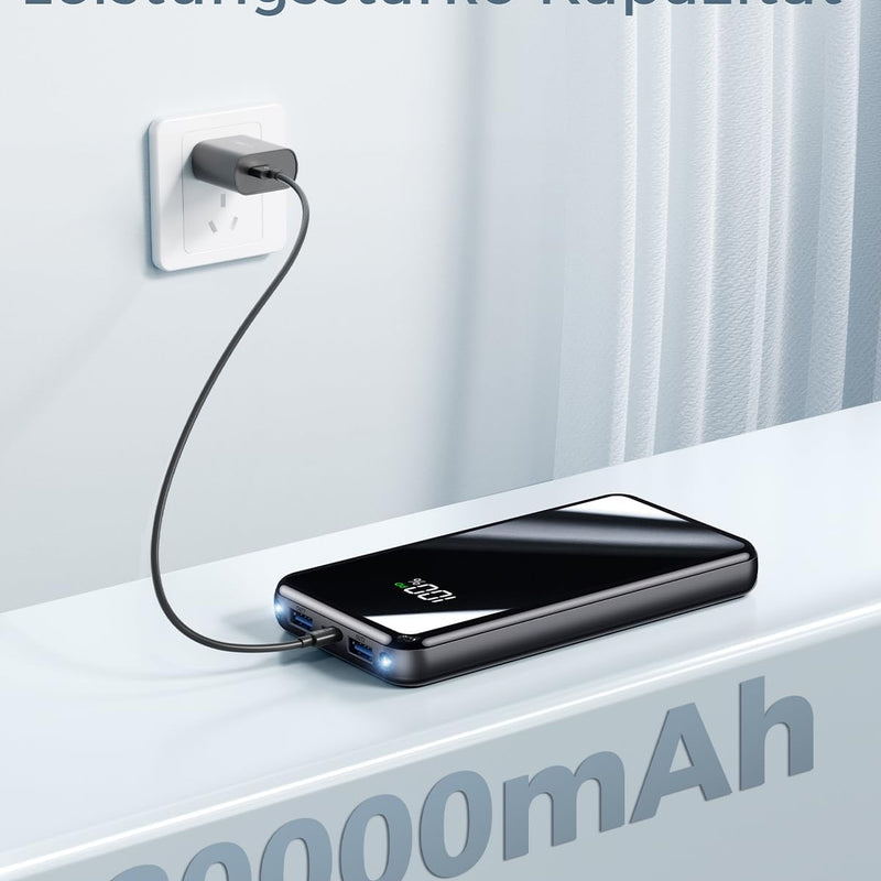 Power Bank, 20000 mAh Power Bank, Quick Charge Function, 22.5 W USB-C PD3.0 & QC4.0, Portable External Mobile Phone Batteries with LED Display, Compatible with iPhone 16 Pro Max 15 14 13 Samsung