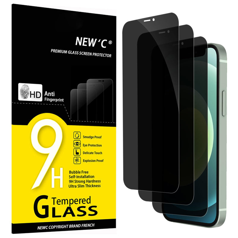 NEW'C Pack of 3 for iPhone 16, iPhone 15 for tempered glass (6.1 inches), free from scratches, 9H hardness, HD screen protector, ultra clear, ultra-resistant, easy installation tool included