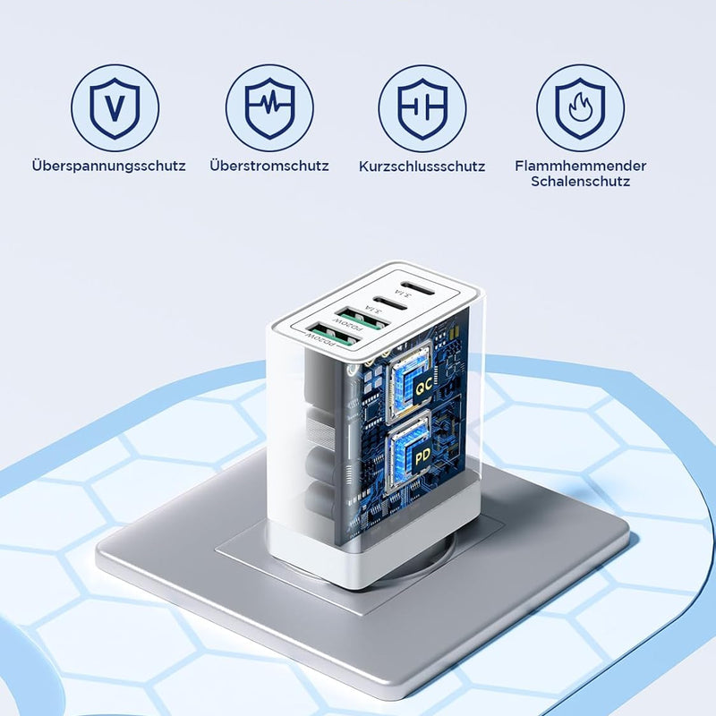 Aioneus USB C Charger, 4 Ports Multiple Charger with USB C and USB A, 40 W Fast Charger, PD 3.0 Power Adapter, USB Power Supply for iPhone 15/14 Pro Max/13/12/11/SE 2020/XS/XR/8/7, Samsung Phones