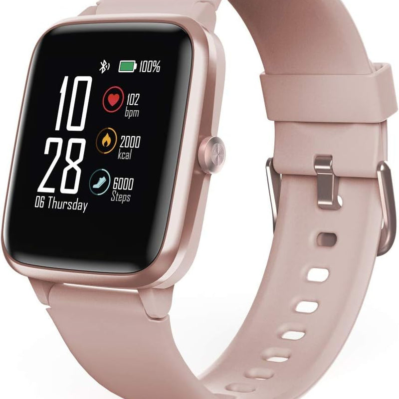 Hama Smartwatch 5910 GPS Waterproof (Fitness Tracker for Heart Rate / Calories, Sports Watch with Pedometer, Sleep Monitor, Music Control, Fitness Bracelet for Women, 6 Days Battery Life) Rose
