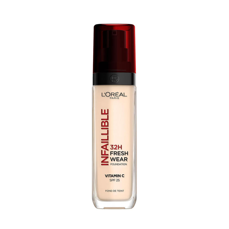L'Oréal Paris makeup, waterproof and long-lasting liquid foundation with SPF 25, Infaillible 32H Fresh Wear makeup, No. 220 sand, 30 ml
