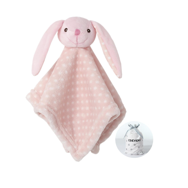 CREVENT Soft Safe Fluffy Animal Face Baby Comforter Blanket for Girls and Boys, Great Gifts for Birthday, Baby Shower (Pink Bear + Pendant)