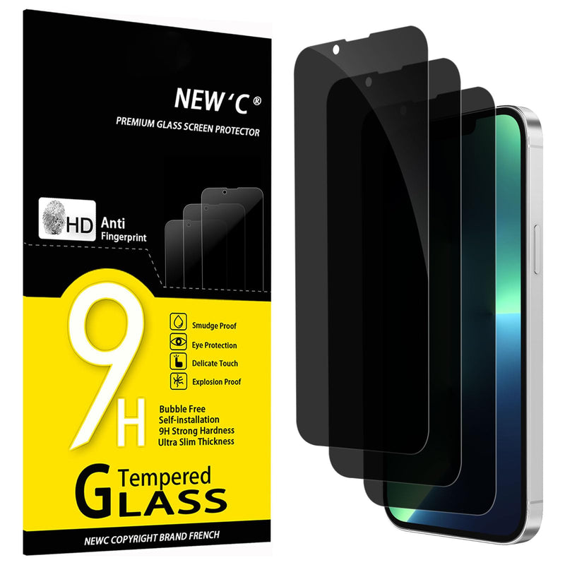 NEW'C Pack of 3 for iPhone 16, iPhone 15 for tempered glass (6.1 inches), free from scratches, 9H hardness, HD screen protector, ultra clear, ultra-resistant, easy installation tool included