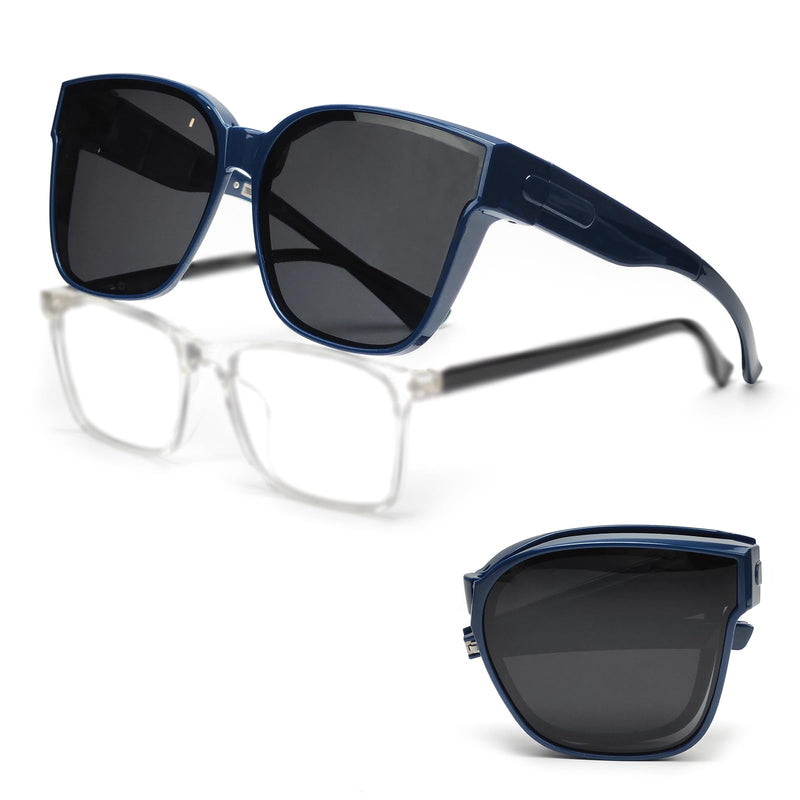 SHEEN KELLY Oversized TR90 Fits Over Sunglasses Mirror Polarised Lens Cateye for Women Drivers Glasses Over Lenses Lightweight