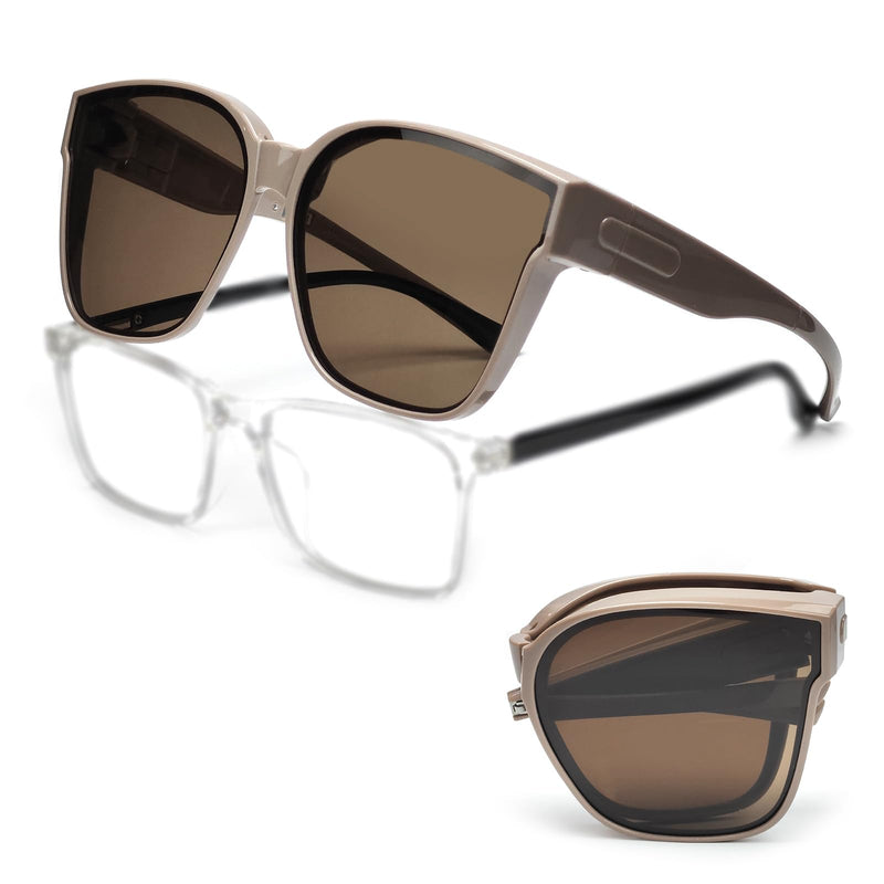 SHEEN KELLY Oversized TR90 Fits Over Sunglasses Mirror Polarised Lens Cateye for Women Drivers Glasses Over Lenses Lightweight