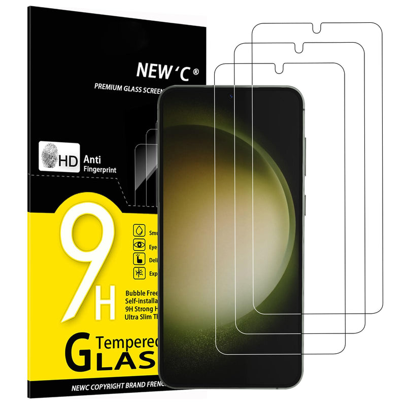 NEW'C Tempered Glass Screen Protector for Samsung Galaxy S24 FE 5G, Free from Scratches, 9H Hardness, HD Screen Protector, 0.33 mm Ultra Clear, Ultra Resistant, Pack of 3