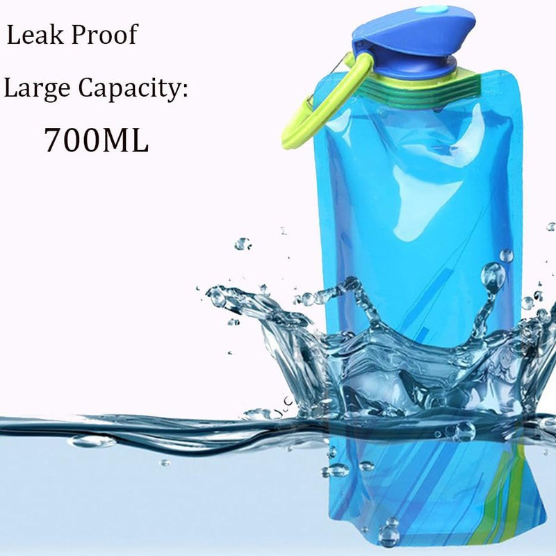 YoMaris Unisex Adult 700ML Foldable Set of 3 Reusable Water Bottles with CE, RoHS Certificates, Foldable, Flexible, For Hiking, Adventure, Travel