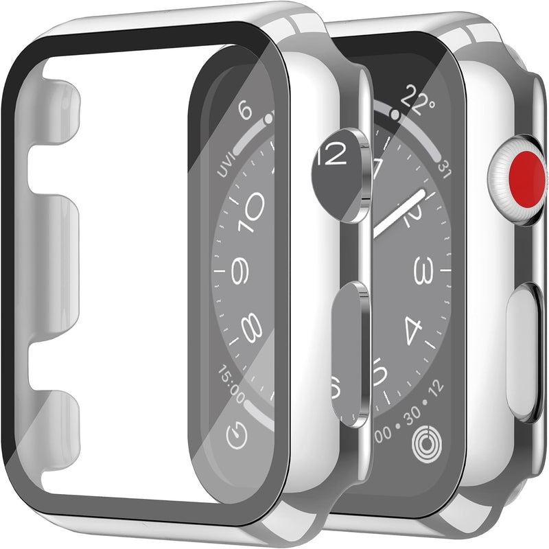 Misxi Pack of 2 Hard PC Protective Cases with Tempered Screen Protector for Apple Watch Series 10 (2024) 46 mm, Ultra Thin Anti-fall Scratch-Resistant Cover Protection for iWatch Matte Black