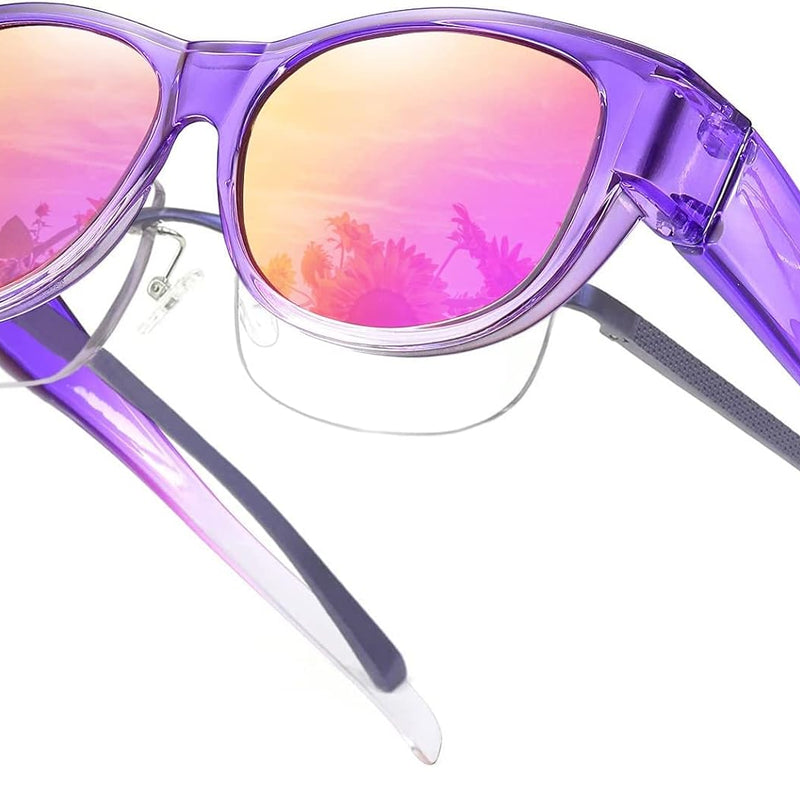 SHEEN KELLY Oversized TR90 Fits Over Sunglasses Mirror Polarised Lens Cateye for Women Drivers Glasses Over Lenses Lightweight