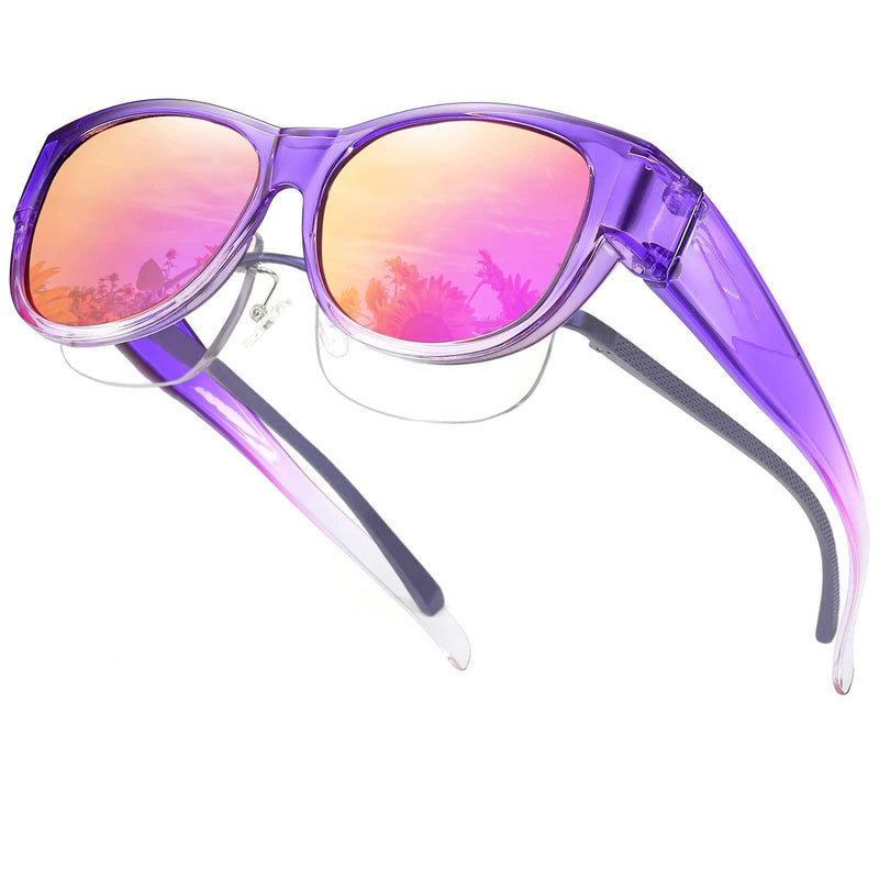 SHEEN KELLY Oversized TR90 Fits Over Sunglasses Mirror Polarised Lens Cateye for Women Drivers Glasses Over Lenses Lightweight