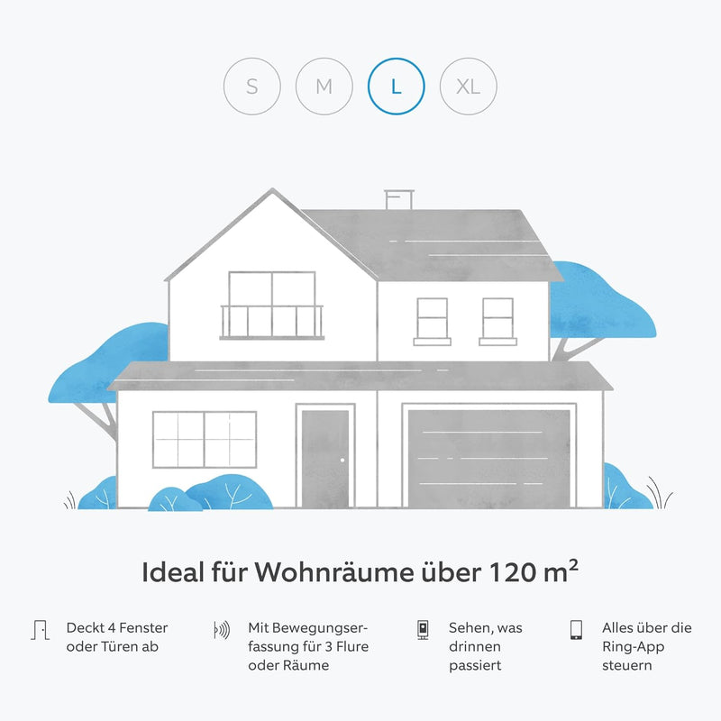 Ring Alarm - L + Innenkamera (Indoor Camera, 2. Gen.) im Paket | Alarmanlage für Haus & Wohnung mit WLAN & Kamera | Alarm-Benachrichtigungen auf dein Smartphone, haustierfreundlich | Alexa-kompatibel