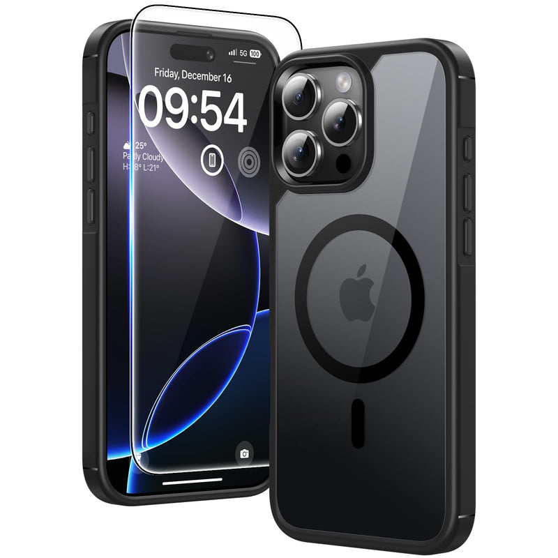 TAURI 3 in 1 for iPhone 16 Case 6.1 Inch with 2 Pieces Tempered Glass Screen Protector, Military Standard Protection, [Anti-Yellowing] Shockproof Transparent Mobile Phone Case - Transparent