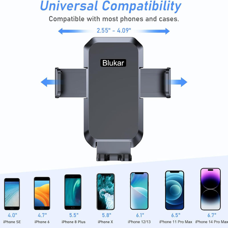 Blukar Mobile Phone Holder Car Mobile Phone Holder for Cars Ventilation with Upgraded Stable Version & One Button Release, 360° Rotatable Car Mount for iPhone, Galaxy and Other Android Smartphones