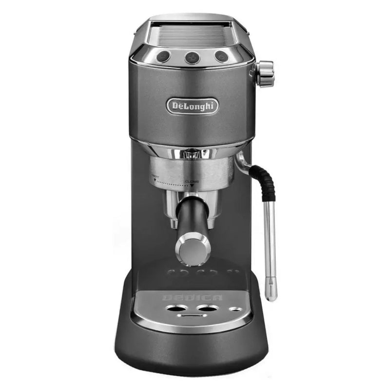 De'Longhi Dedica Style EC 685.M – Espresso Siebträgermaschine, Espressomaschine mit professionellem Milchaufschäumer, nur 15 cm breit, für Kaffeepulver oder ESE Pads, 1 l Wassertank, silber