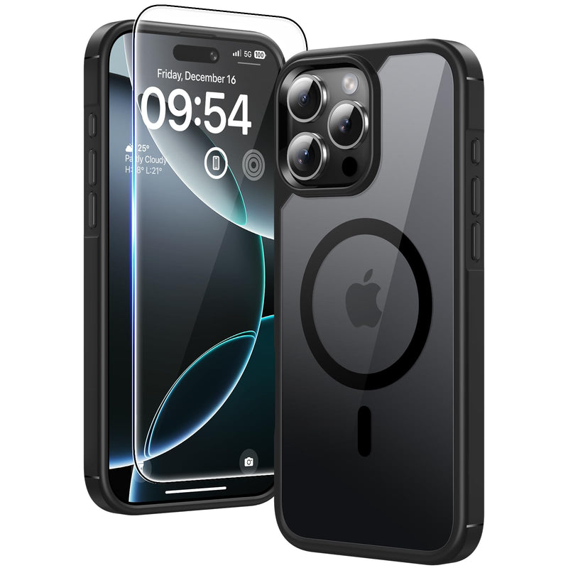 TAURI 3 in 1 for iPhone 16 Case 6.1 Inch with 2 Pieces Tempered Glass Screen Protector, Military Standard Protection, [Anti-Yellowing] Shockproof Transparent Mobile Phone Case - Transparent