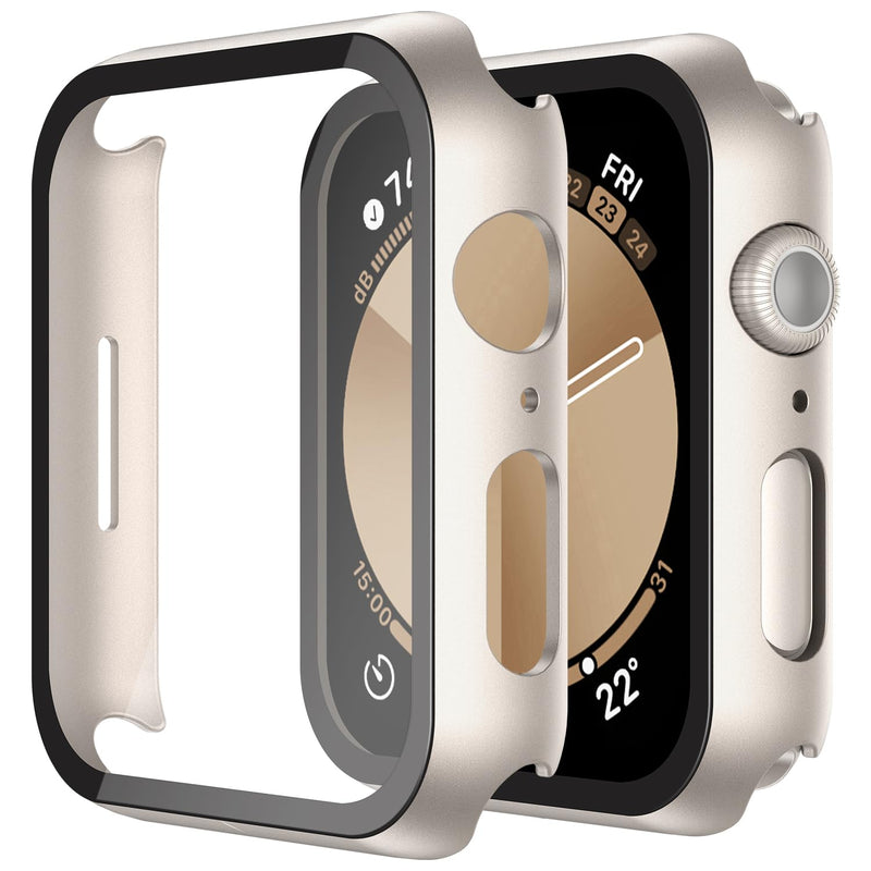 Misxi Pack of 2 Hard PC Protective Cases with Tempered Screen Protector for Apple Watch Series 10 (2024) 46 mm, Ultra Thin Anti-fall Scratch-Resistant Cover Protection for iWatch Matte Black