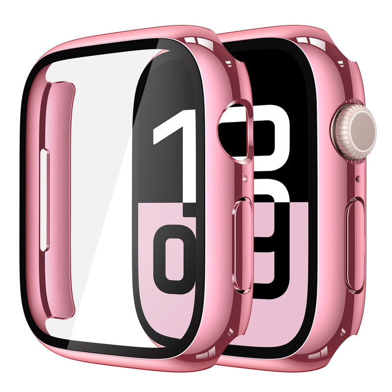 Misxi Pack of 2 Hard PC Protective Cases with Tempered Screen Protector for Apple Watch Series 10 (2024) 46 mm, Ultra Thin Anti-fall Scratch-Resistant Cover Protection for iWatch Matte Black