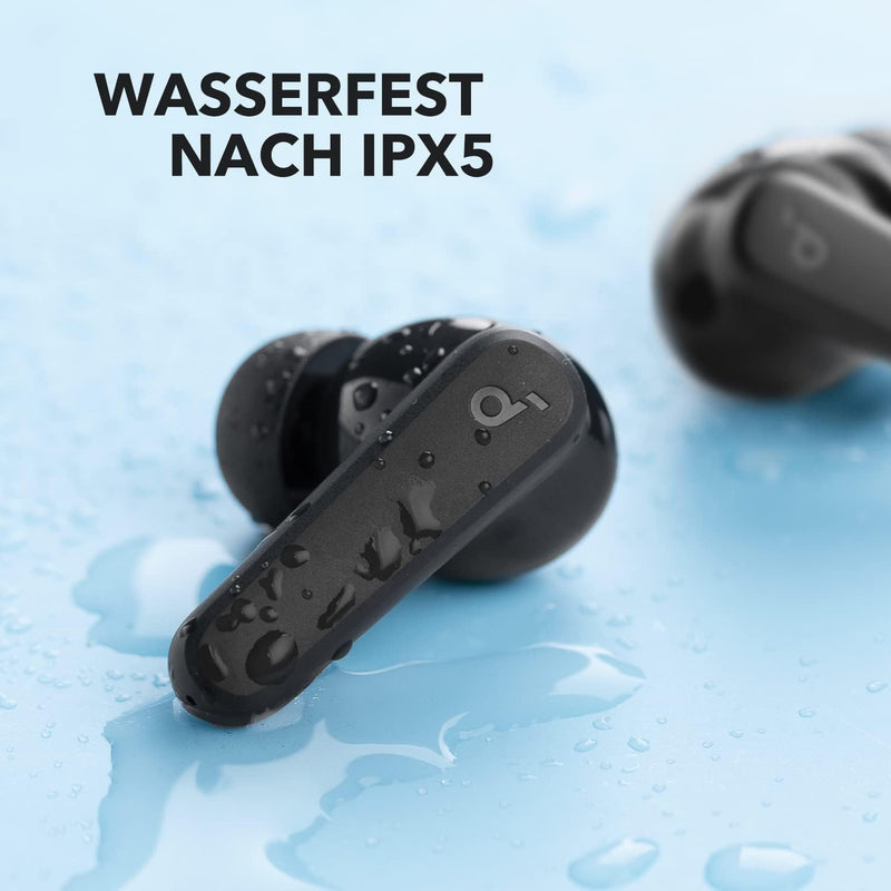 soundcore by Anker P20i Wireless Bluetooth Headphones In-Ear, 10 mm Driver, Bluetooth 5.3, Adjustable EQ, 30 Hours Playtime, IPX5 Waterproof, 2 Micros with AI, Single Use (Black)