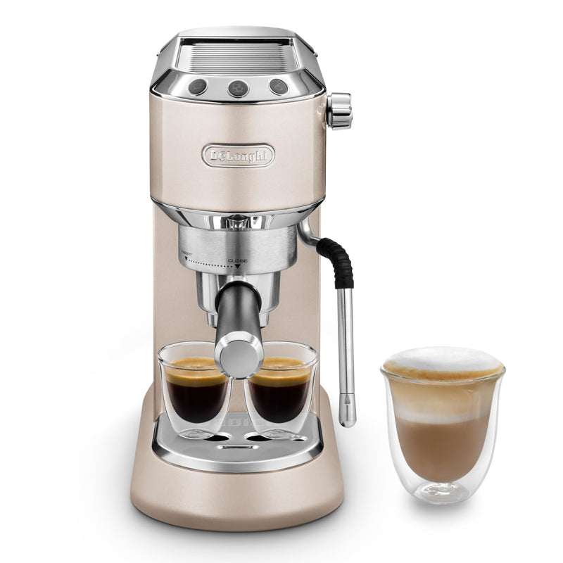 De'Longhi Dedica Style EC 685.M – Espresso Siebträgermaschine, Espressomaschine mit professionellem Milchaufschäumer, nur 15 cm breit, für Kaffeepulver oder ESE Pads, 1 l Wassertank, silber