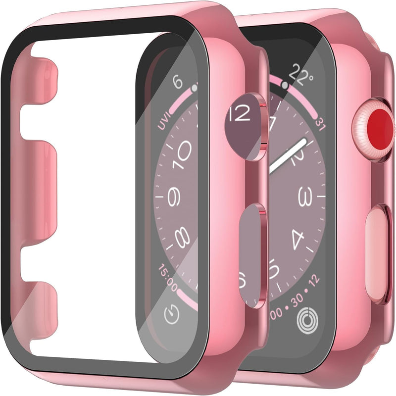 Misxi Pack of 2 Hard PC Protective Cases with Tempered Screen Protector for Apple Watch Series 10 (2024) 46 mm, Ultra Thin Anti-fall Scratch-Resistant Cover Protection for iWatch Matte Black