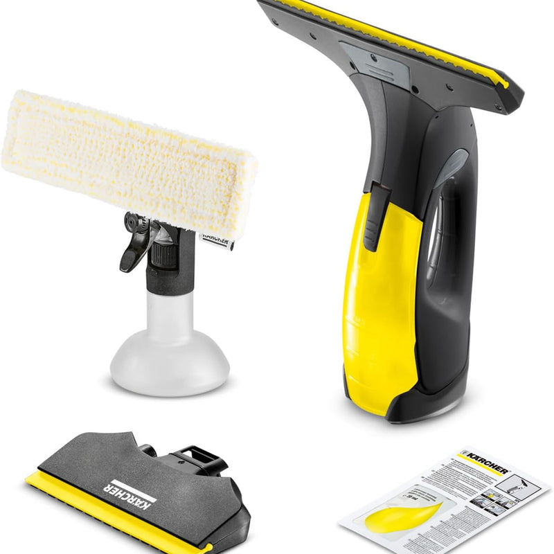 Kärcher Battery Window Vacuum Cleaner WV 2 Black Edition (Battery Life: 35 min, LED-Charge Status Display, 2 Suction Nozzles, Spray Bottle With Microfiber Cover, 20 ml Window Cleaner Concentrate
