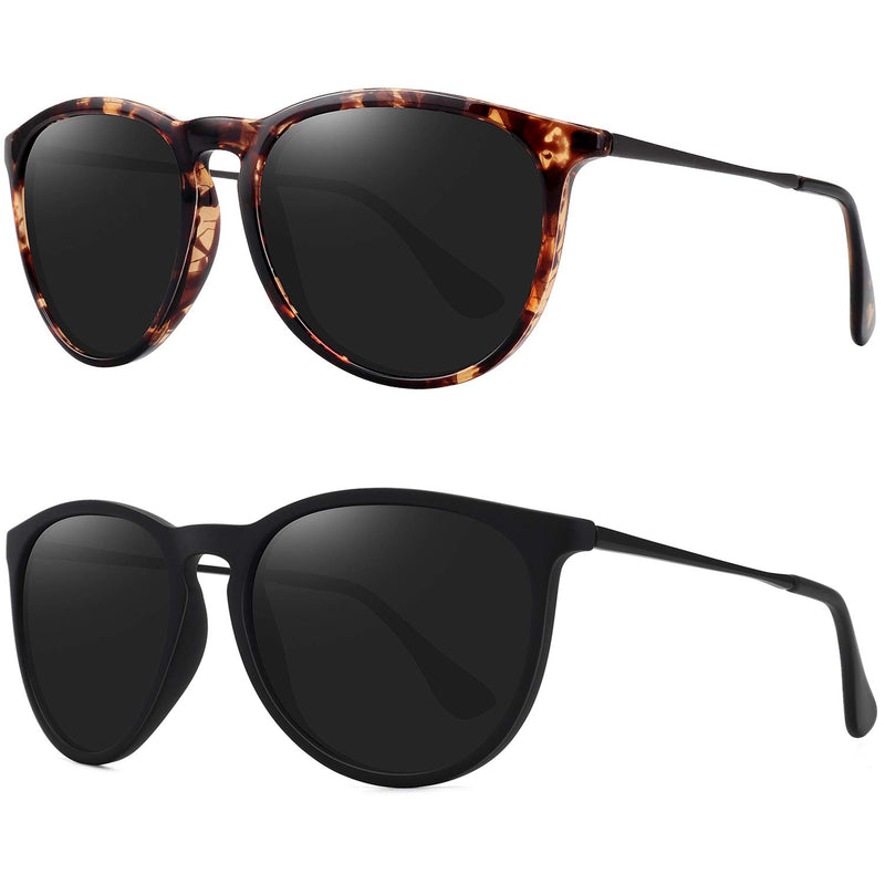 WOWSUN Polarized Sunglasses for Women Vintage Retro Round Mirrored Lenses