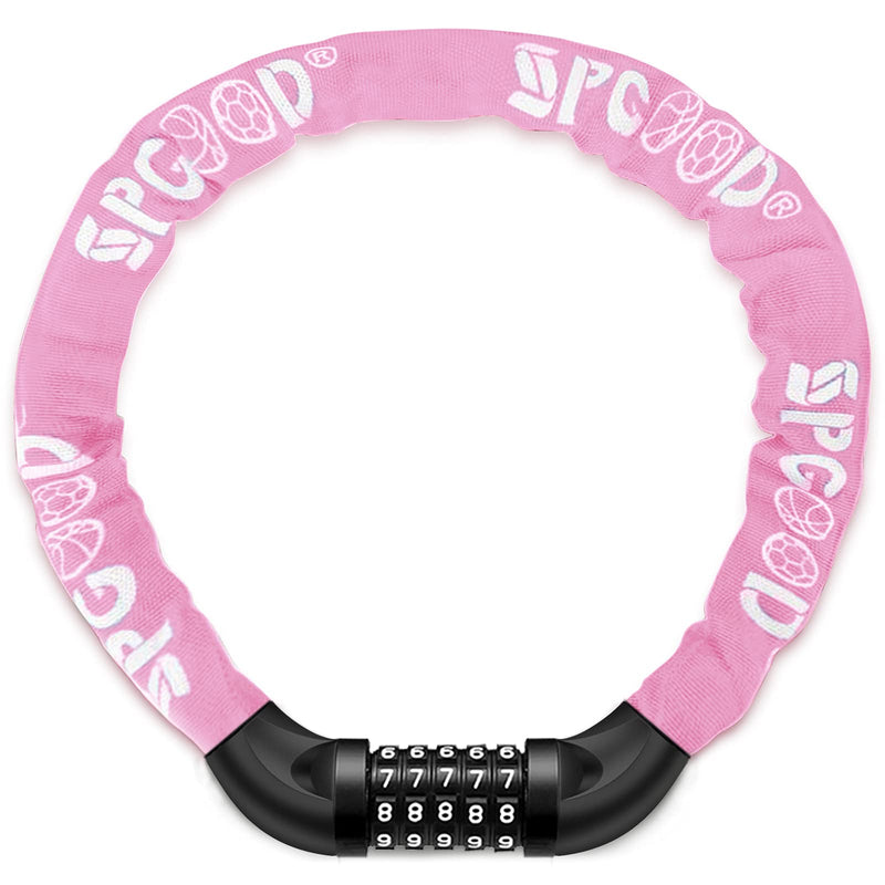 SPGOOD Bicycle Lock with Numbers and High Security Level, Bicycle Chain Lock, Number Code Combination Lock, Hardened Steel Chain Links, 14 Colours