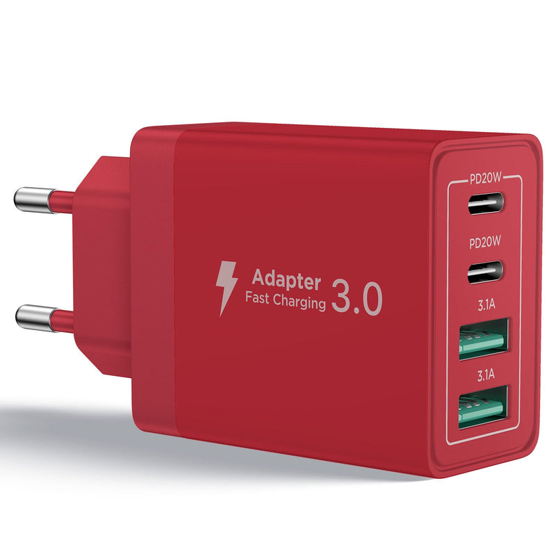 Aioneus USB C Charger, 4 Ports Multiple Charger with USB C and USB A, 40 W Fast Charger, PD 3.0 Power Adapter, USB Power Supply for iPhone 15/14 Pro Max/13/12/11/SE 2020/XS/XR/8/7, Samsung Phones