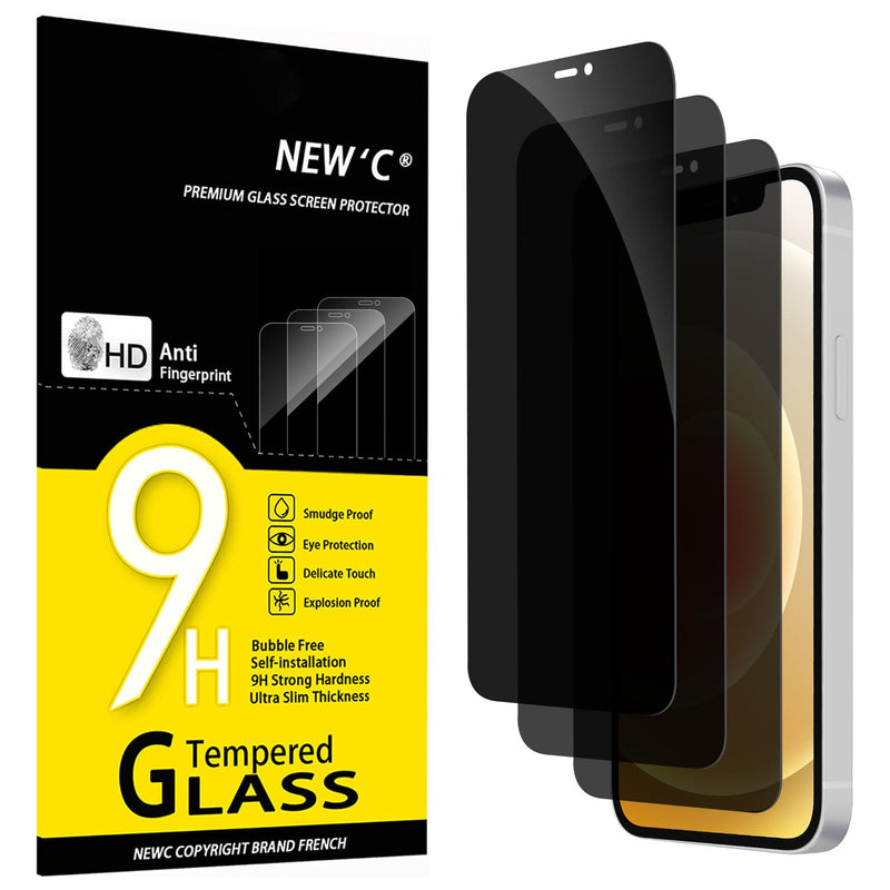 NEW'C Pack of 3 for iPhone 16, iPhone 15 for tempered glass (6.1 inches), free from scratches, 9H hardness, HD screen protector, ultra clear, ultra-resistant, easy installation tool included