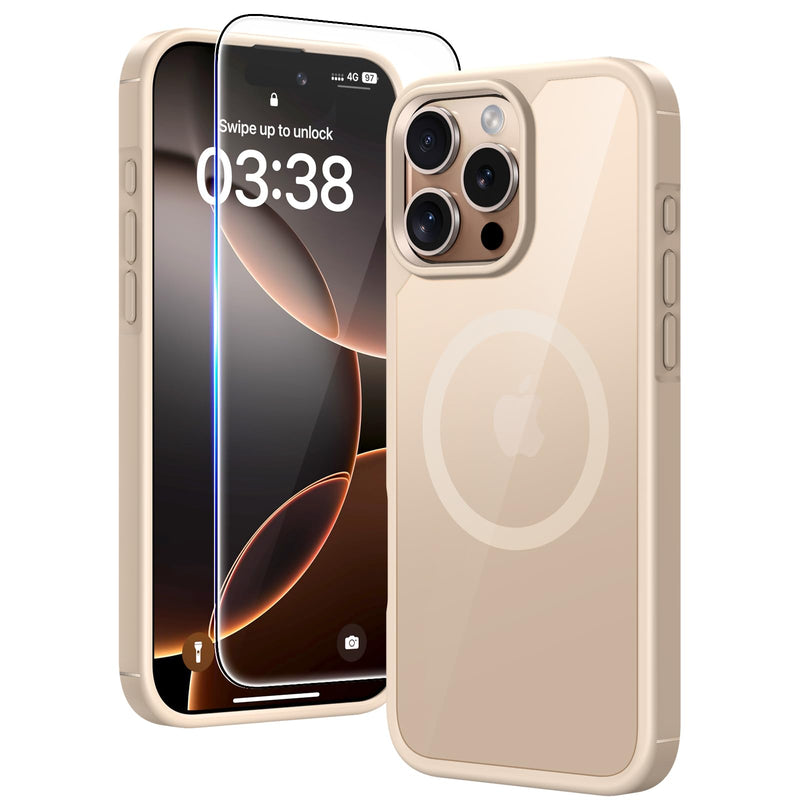 TAURI 3 in 1 for iPhone 16 Case 6.1 Inch with 2 Pieces Tempered Glass Screen Protector, Military Standard Protection, [Anti-Yellowing] Shockproof Transparent Mobile Phone Case - Transparent
