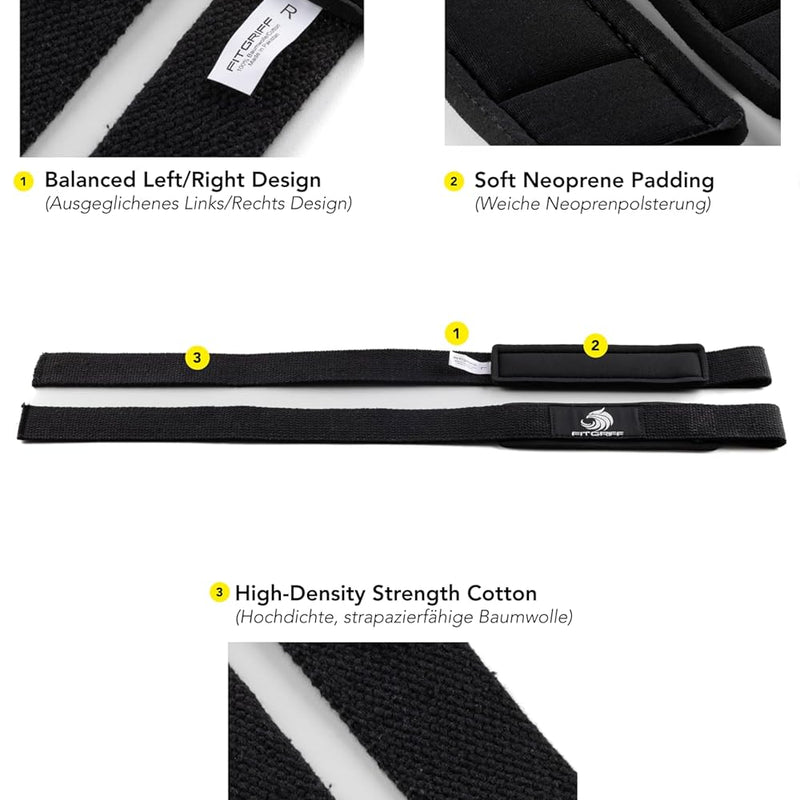 Fitgriff® Lifting Straps (Padded) for Strength Training, Bodybuilding, Fitness – Deadlift Straps – Lifting Straps – for Men and Women