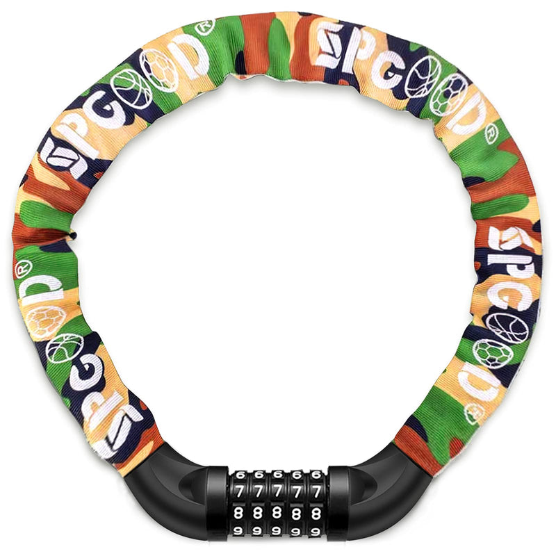 SPGOOD Bicycle Lock with Numbers and High Security Level, Bicycle Chain Lock, Number Code Combination Lock, Hardened Steel Chain Links, 14 Colours