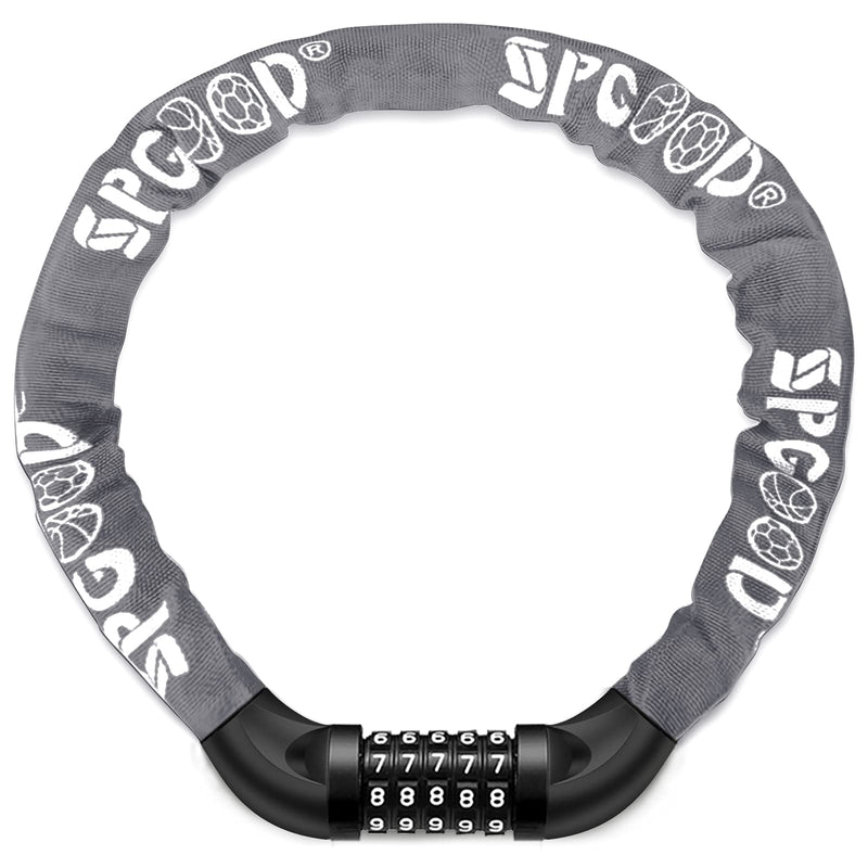 SPGOOD Bicycle Lock with Numbers and High Security Level, Bicycle Chain Lock, Number Code Combination Lock, Hardened Steel Chain Links, 14 Colours