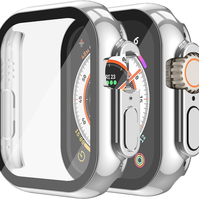 Misxi Pack of 2 Hard PC Protective Cases with Tempered Screen Protector for Apple Watch Series 10 (2024) 46 mm, Ultra Thin Anti-fall Scratch-Resistant Cover Protection for iWatch Matte Black