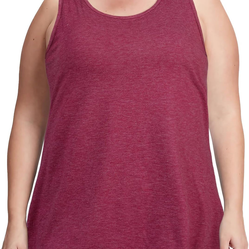 Moon Wood Tanktop Damen Lang Sommer Tops U-Ausschnitt Sport Longtops Ärmellos Oberteile Tank Top Große Größen