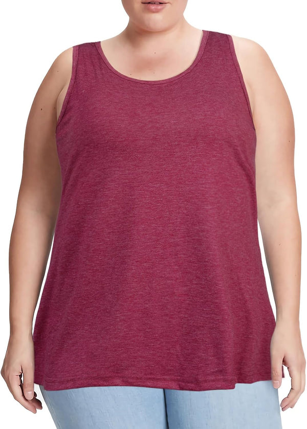 Moon Wood Tanktop Damen Lang Sommer Tops U-Ausschnitt Sport Longtops Ärmellos Oberteile Tank Top Große Größen
