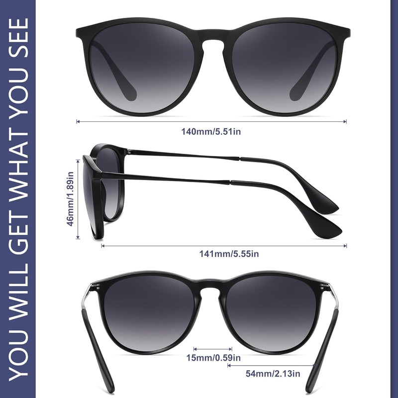 WOWSUN Polarized Sunglasses for Women Vintage Retro Round Mirrored Lenses