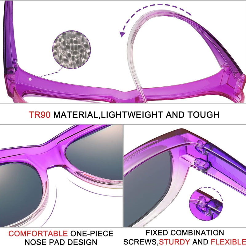 SHEEN KELLY Oversized TR90 Fits Over Sunglasses Mirror Polarised Lens Cateye for Women Drivers Glasses Over Lenses Lightweight