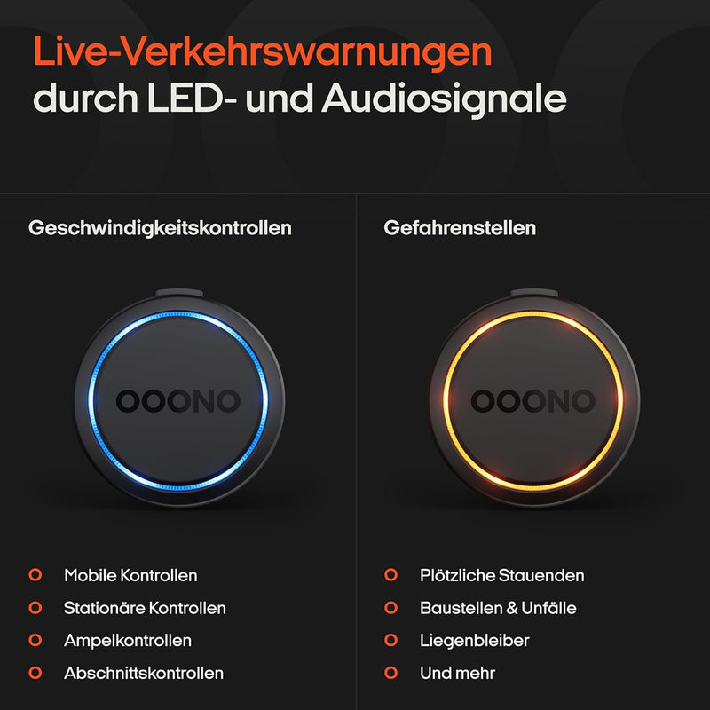 OOONO CO-Driver NO2 [New Model 2024] - Optimised CO Driver for Car - Warns of Speed Cameras and Danger Points - Rechargeable - LED Display - CarPlay & Android Car Compatible, Normal