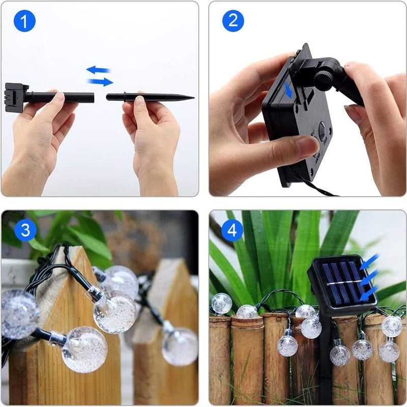 Moxled Solar Fairy Lights Outdoor 60 LED, 11 m Fairy Lights Outdoor Solar Waterproof 8 Modes Crystal Balls Solar Fairy Lights Outdoor for Garden, Patio, Balcony, Parties (Warm White)
