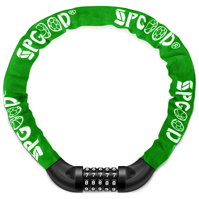 SPGOOD Bicycle Lock with Numbers and High Security Level, Bicycle Chain Lock, Number Code Combination Lock, Hardened Steel Chain Links, 14 Colours