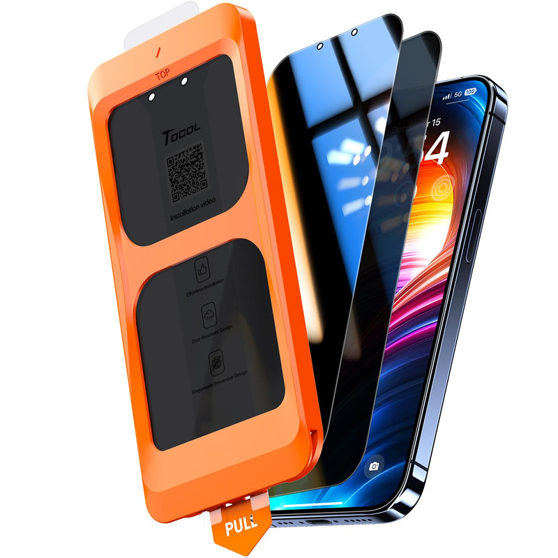 TOCOL For iPhone 16 Pro for Tempered Glass, Full Screen Shockproof Protective Glass Car Installation 9H Hardness Film Scratch-Resistant Anti-Fingerprint Anti-Oil Anti-Bubble Screen Protector for