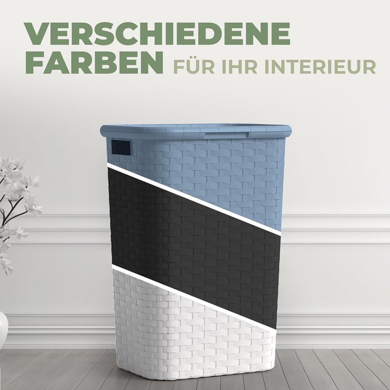 Spetebo Woven Effect Laundry Basket / Box, 65 Litres, 8 Colours