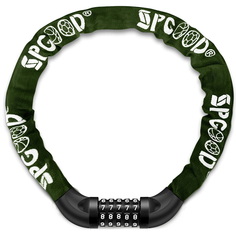 SPGOOD Bicycle Lock with Numbers and High Security Level, Bicycle Chain Lock, Number Code Combination Lock, Hardened Steel Chain Links, 14 Colours