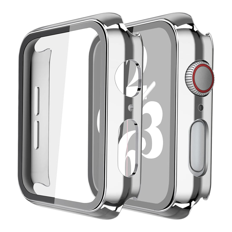Misxi Pack of 2 Hard PC Protective Cases with Tempered Screen Protector for Apple Watch Series 10 (2024) 46 mm, Ultra Thin Anti-fall Scratch-Resistant Cover Protection for iWatch Matte Black